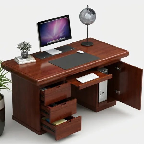Straight Mahogany Finish Desk