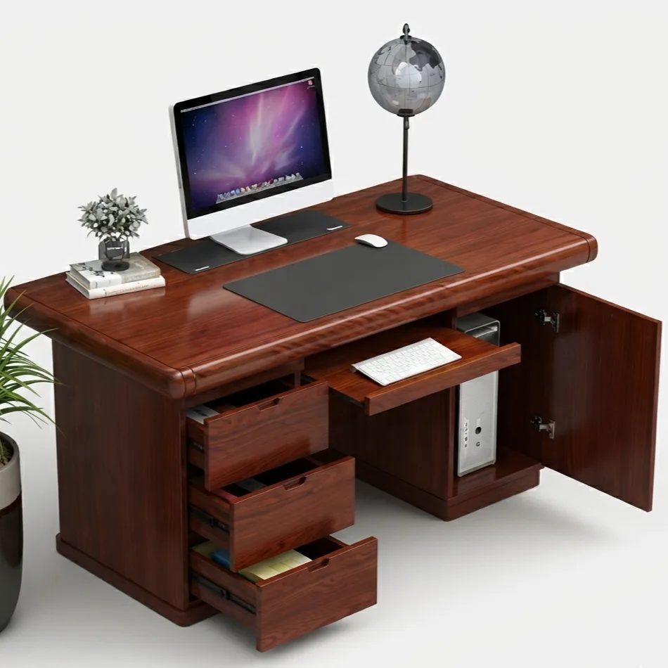 Straight Mahogany Finish Desk