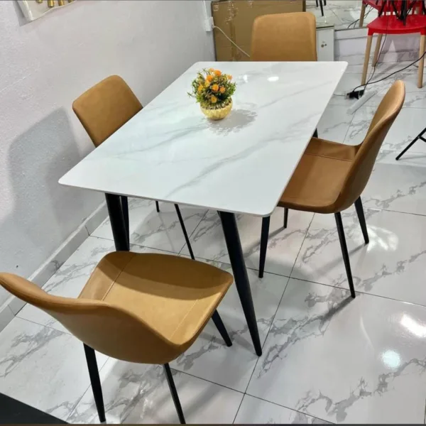 4-Seater Dining Set with Marble Top 1