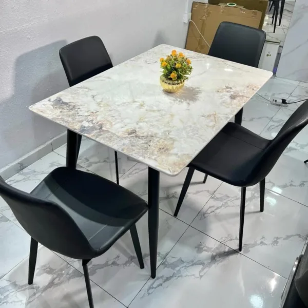 4-Seater Dining Set with Marble Top 4