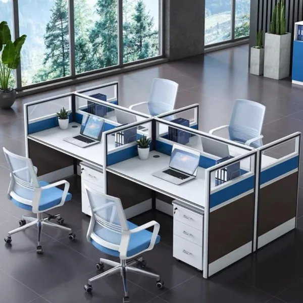 4way Workstation with Movable Drawers-Blue KAZ204-B