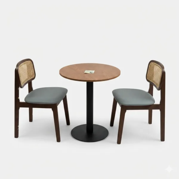 2 seater Wooden Round table with Wooden Chairs