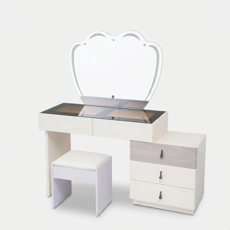 Vanity Desk with Mirror + Stool