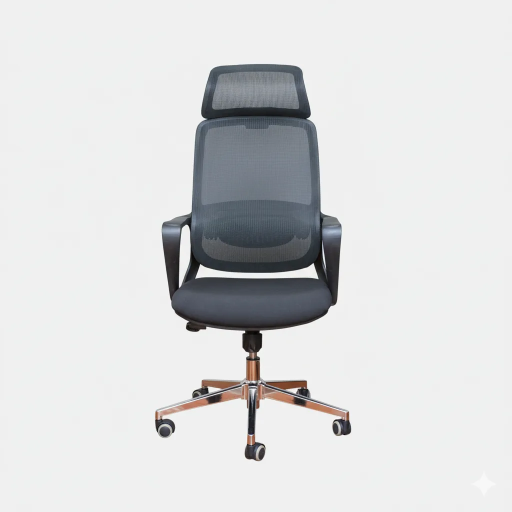 High back office chair Black mesh and lumbar support LJ-2005A.