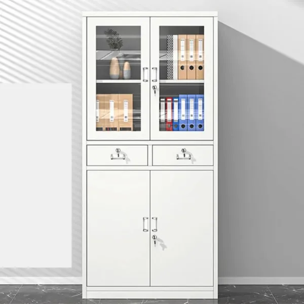 Steel Cabinet with 2 Drawers & Glass Doors 1-12