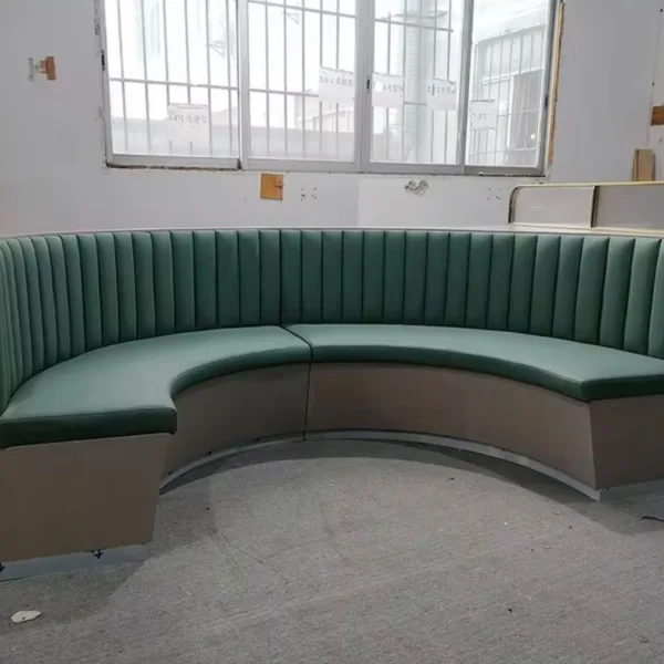 C-shape Wooden with Pu Leather Restaurant Lounge