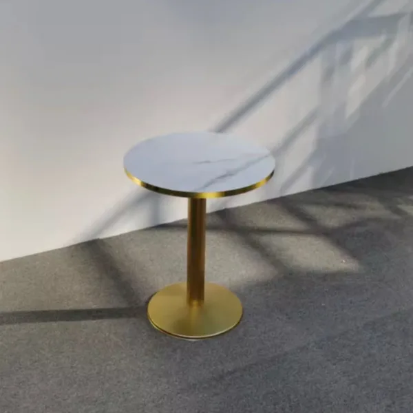 Circular Restaurant Table with Gold Legs and Marble/Ceramic Tile Top