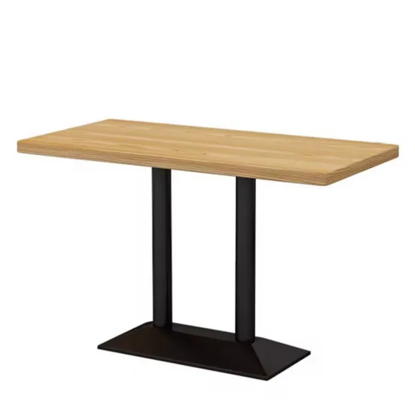 Rectangular Restaurant Table with Steel Legs and Wooden Top