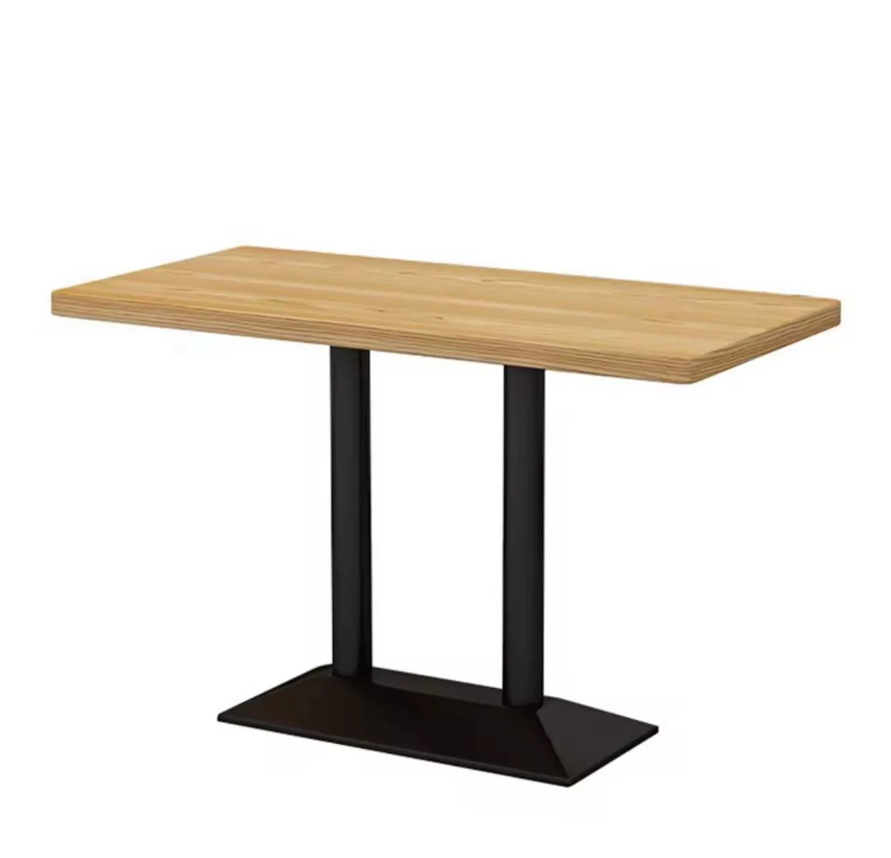 Rectangular Restaurant Table with Steel Legs and Wooden Top
