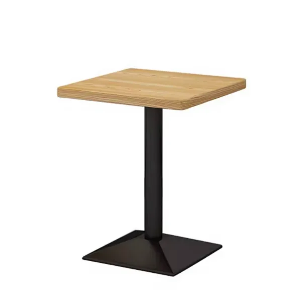 Square Restaurant Table with Steel Legs and Wooden Top