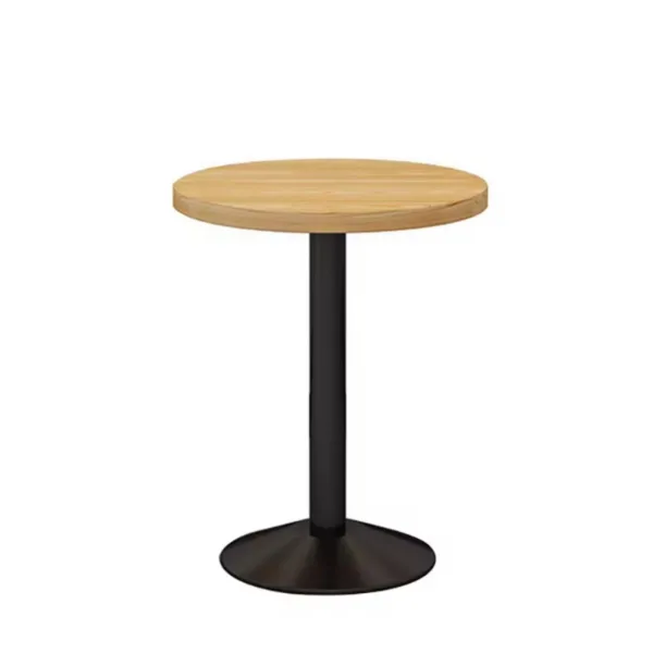 Circular Restaurant Table with Steel Legs and Wooden Top