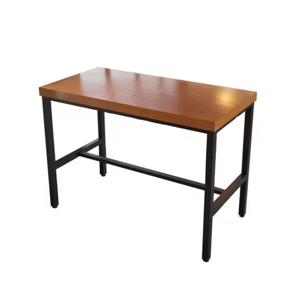Rectangular Restaurant High Table with Steel Legs and Wooden Top