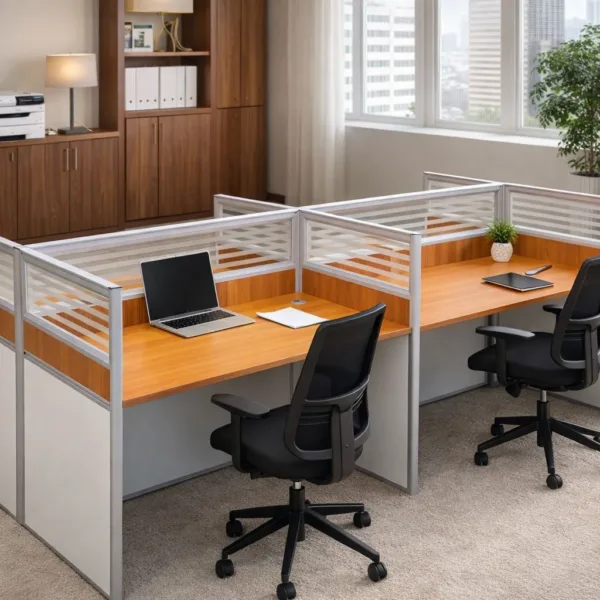 4way Workstation with Movable Drawers-White