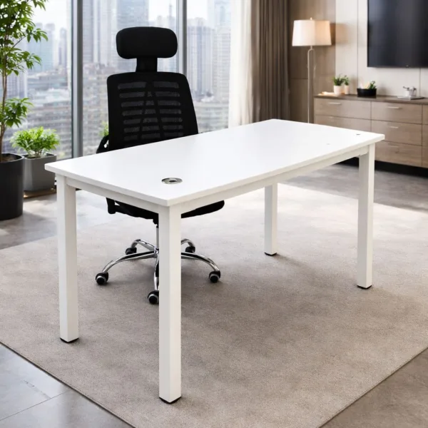 1.2 Meter White Office Desk with Steel Legs