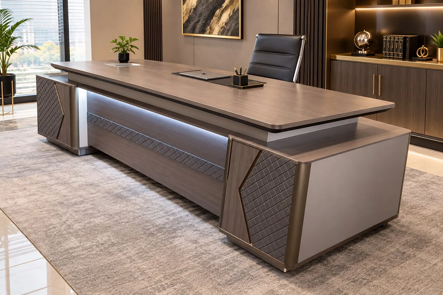 2.4M Executive Desk with Wireless Charging